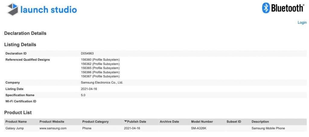 Samsung Galaxy Jump is coming soon - applies for Bluetooth SIG certification