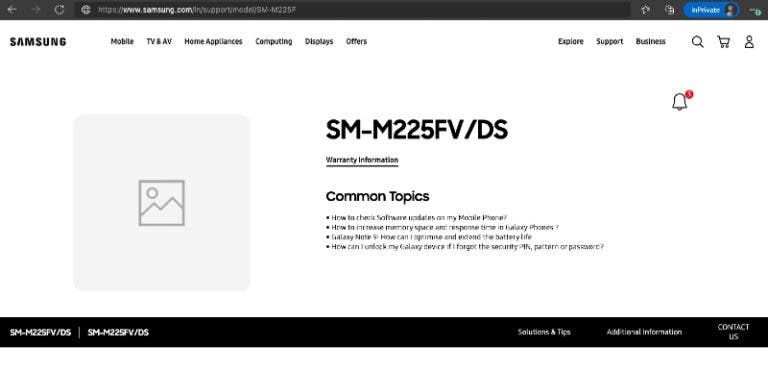 Samsung Galaxy M22 Support Page Is Live On Samsung India Website