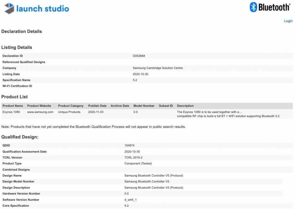 Samsung Galaxy S21 Ultra gets NFC certification - Bluetooth Alliance exposes Exynos 1080 chipset