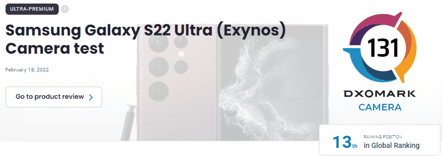 Samsung Galaxy S22 Ultra has a disappointing score on DxOMark