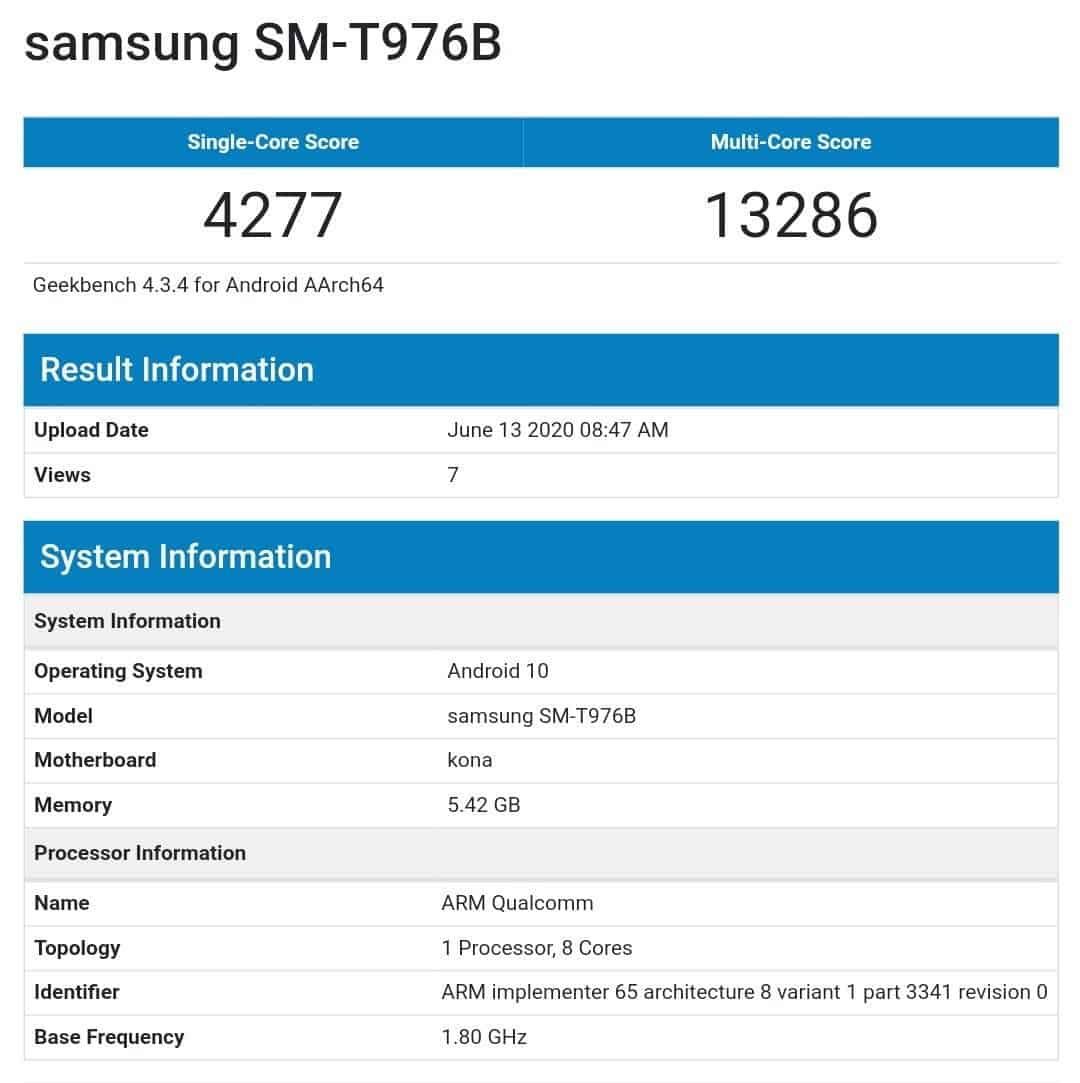 Samsung Galaxy Tab S7+ 5G listed on the German's Official Website