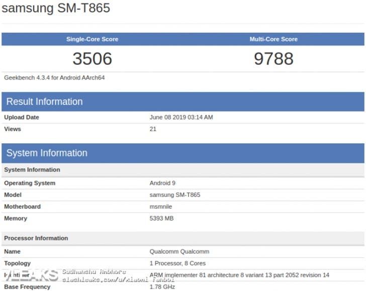 Samsung's flagship tablet appears on GeekBench with SD855, 6GB RAM & Android 9 Pie