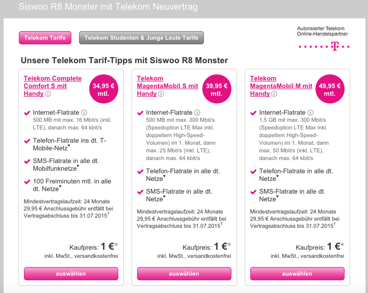 Siswoo team up with T-Mobile in German to offer the R8 Monster on contract