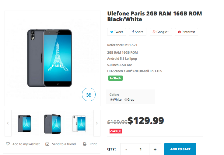 Ulefone Paris pre sale for just $129.99 shipping from 27th September