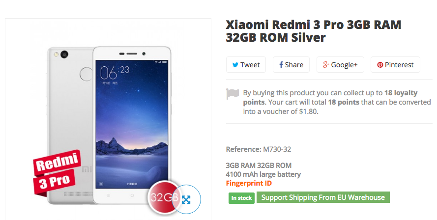 Xiaomi Redmi 3 Pro $182.99 with FREE shipping