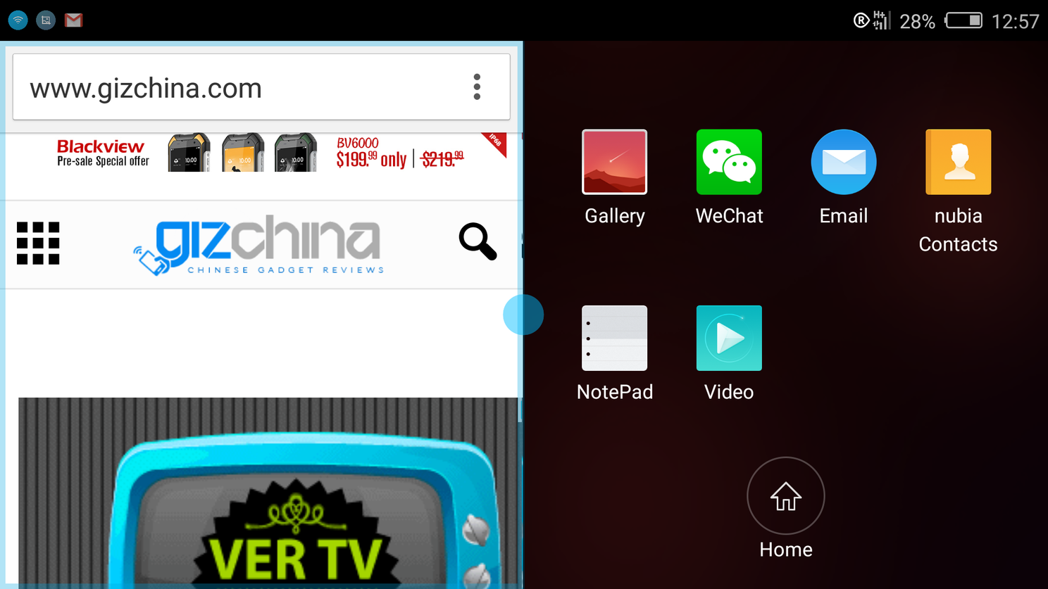 Nubia Z11 Splitscreen
