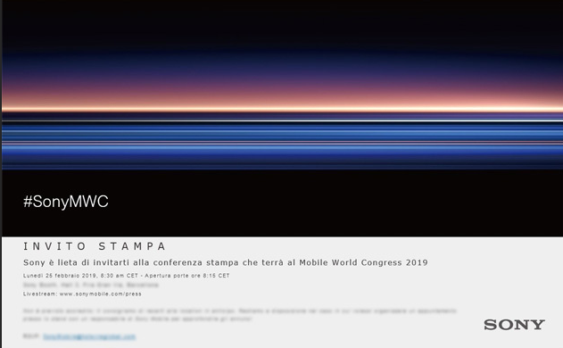 Sony sends out media press invites for February 25th MWC event; Xperia XZ4 is coming