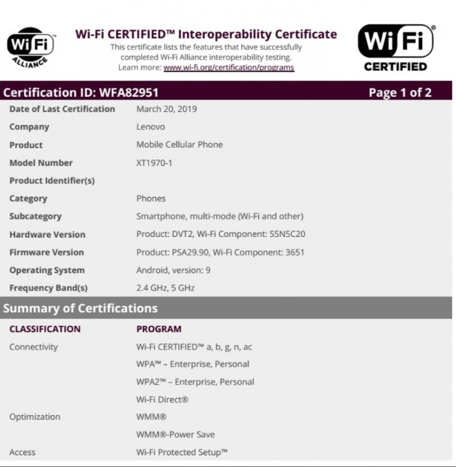 Motorola One Vision pays a visit to Wi-Fi Alliance, launch imminent