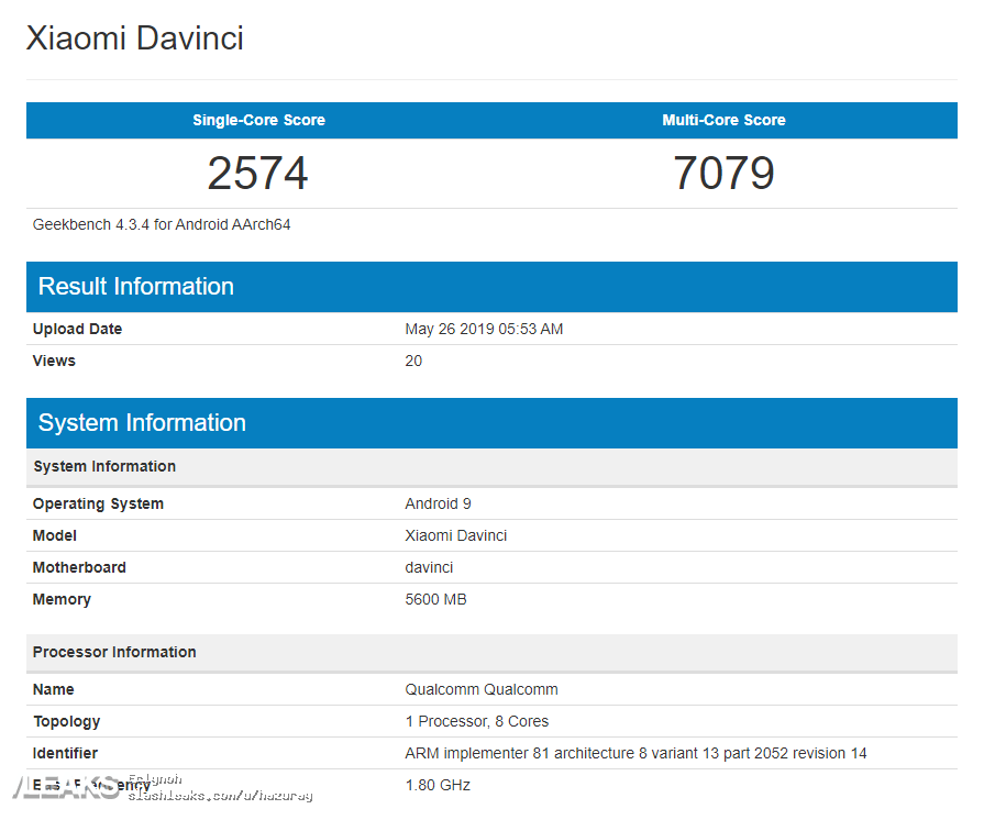 Redmi K20 with Snapdragon 730 pops out in GeekBench database