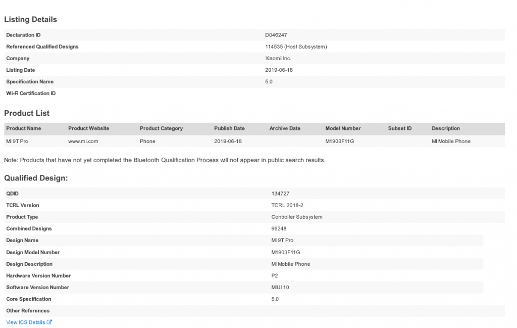 Mi 9T Pro receives Bluetooth certification; launch is imminent