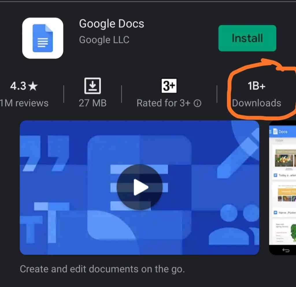 Google Docs on the Play Store hits 1 billion downloads