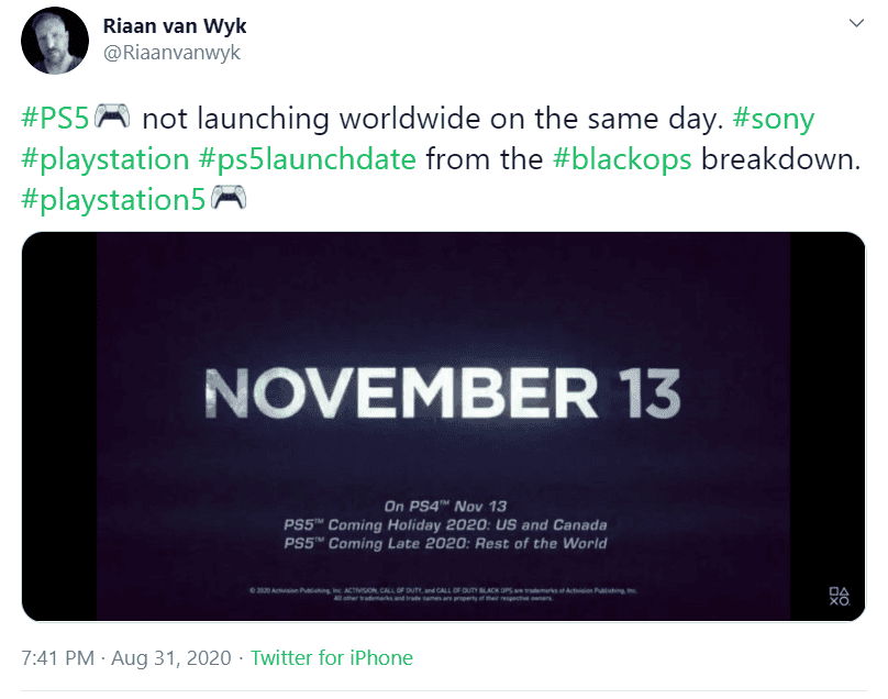 Sony PS5 will first arrive in North America - Call of Duty trailer hints