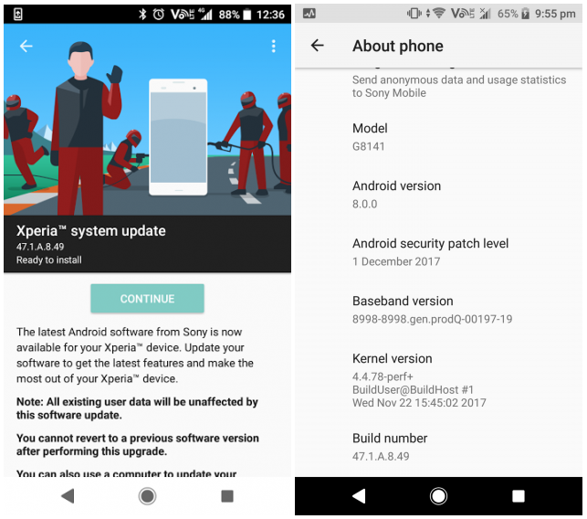 December Security Patch Arrives Sony Xperia XZ1, XZ Premium, and Nokia 8