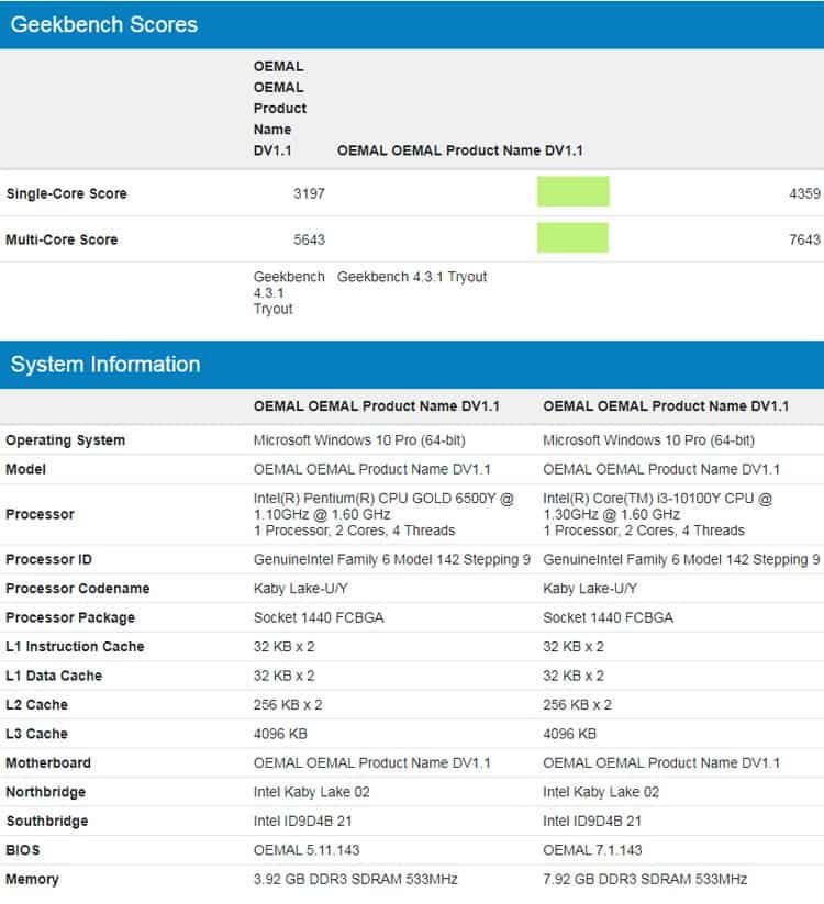Microsoft Surface Go 3 tablet computer appeared in Geekbench
