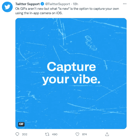 Twitter iOS version now supports direct GIF recording