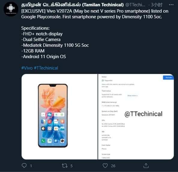 Vivo to premiere the Dimensity 1100 5G processor