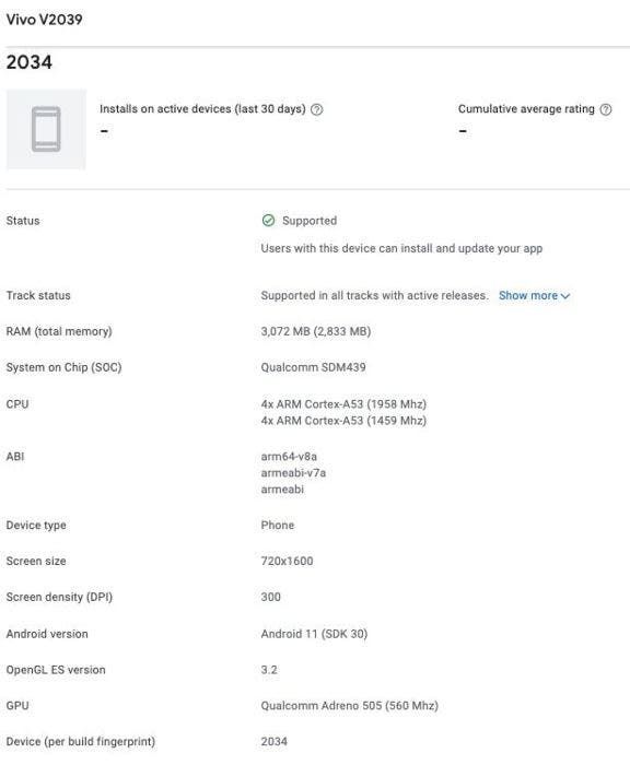 Vivo Y12s 2021 appears on Google Play Console and Indonesia Telecom