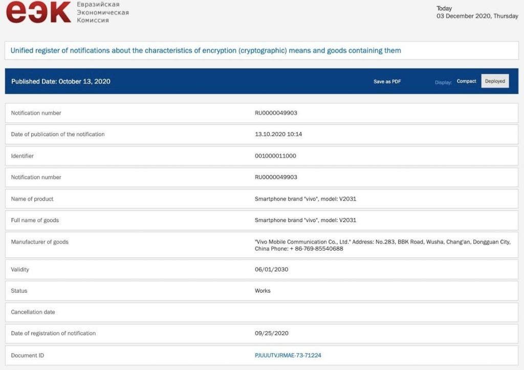 Vivo Y51s certified in Russia and Indonesia