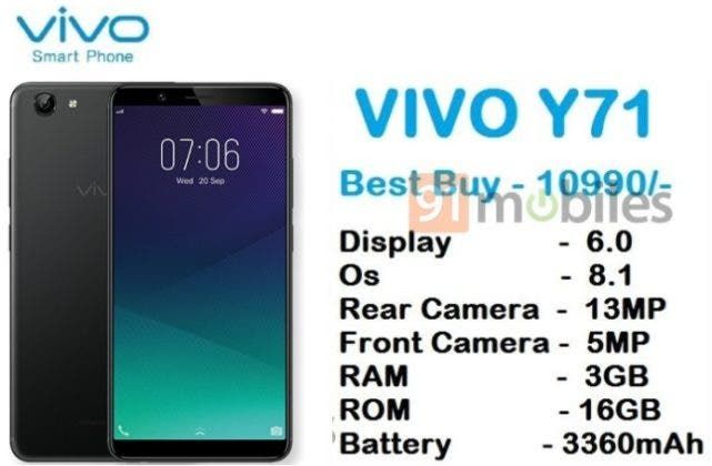 Budget-centric Vivo Y71 with thin bezels, Android Oreo launched quietly in India