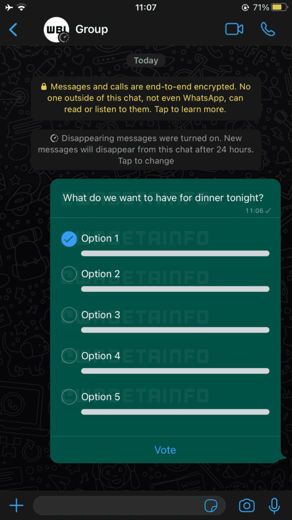 WhatsApp Group Polls - First look at its interface appearance