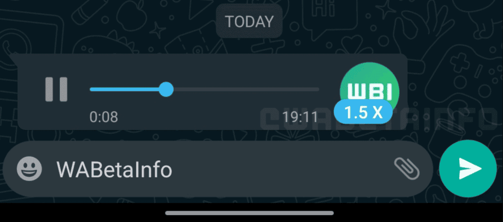 Here is what WhatsApp’s variable playback speed UI looks like
