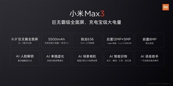 Xiaomi Mi Max 3 full specs revealed by Xiaomi President Lin Bin