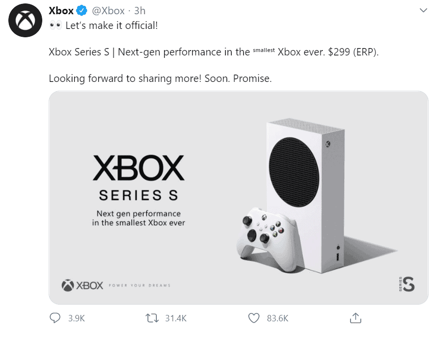 Microsoft officially confirms the Xbox Series S price - no more rumors