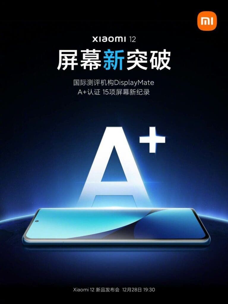 Xiaomi 12 display creates fifteen (15) new records