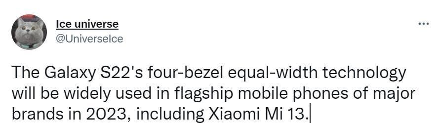 Xiaomi 13 exposure - to use a Samsung-like design