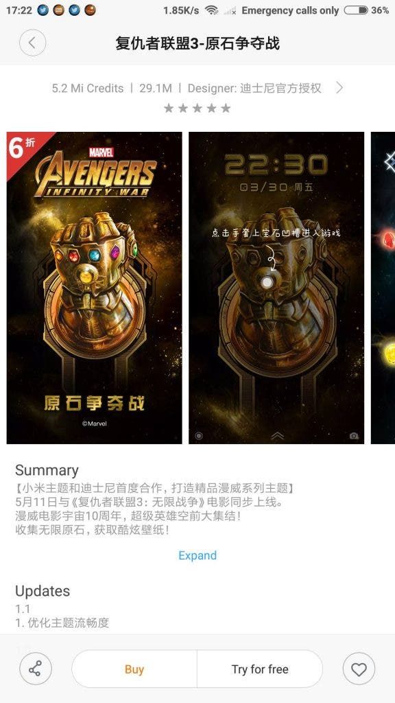 Xiaomi Launches “Avenger's Alliance 3: Infinite War” Theme
