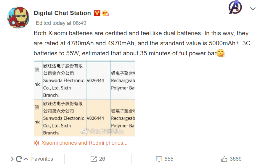 Two Xiaomi dual-cell battery for mid-range phones get 3C certification