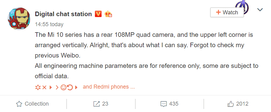 Xiaomi Mi 10 series: 108MP  or 64MP main camera?