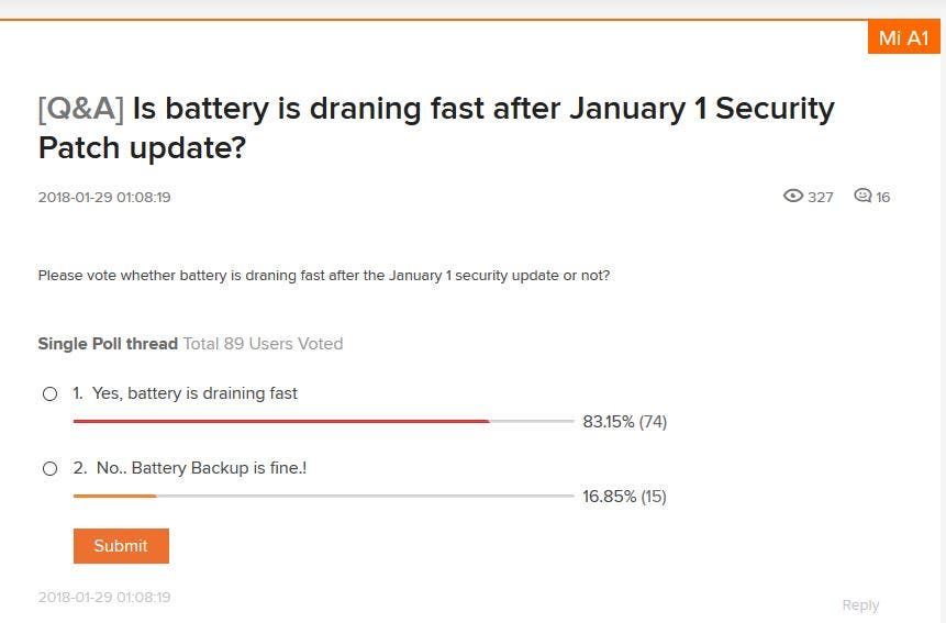 Xiaomi Mi A1 Oreo Update Causes Battery Drain - Users Complain