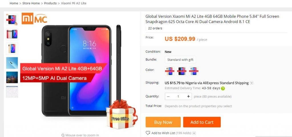 Xiaomi Mi A2 Lite Listed On AliExpress Ahead Of Its Official Launch