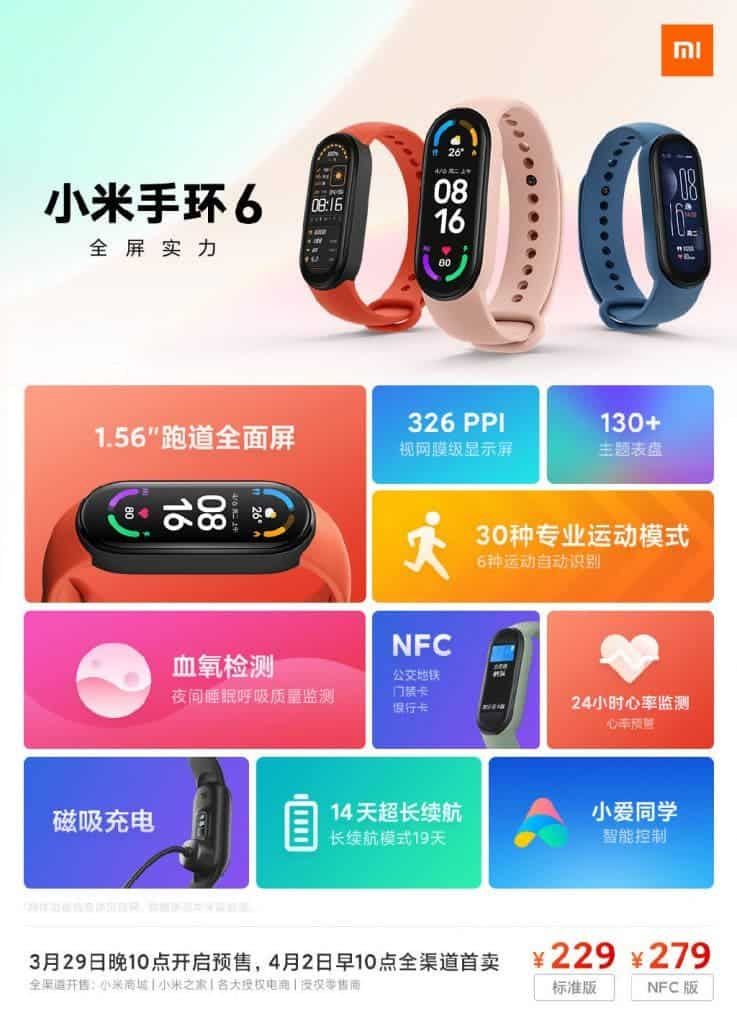 Xiaomi Mi Band 6 with an AMOLED display and NFC launched for $35