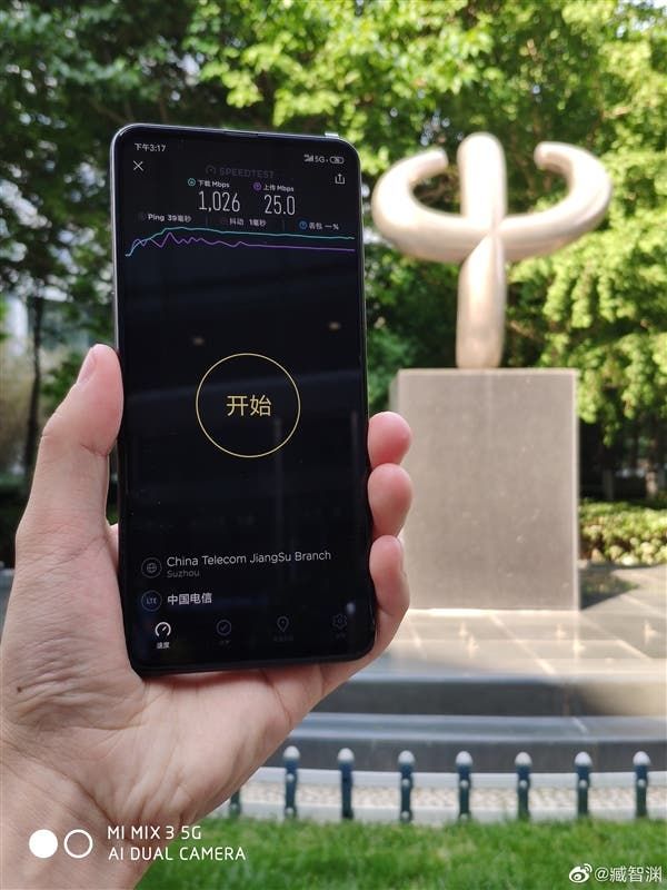 Xiaomi Mi MIX 3 5G version download speed hits 1026Mbps