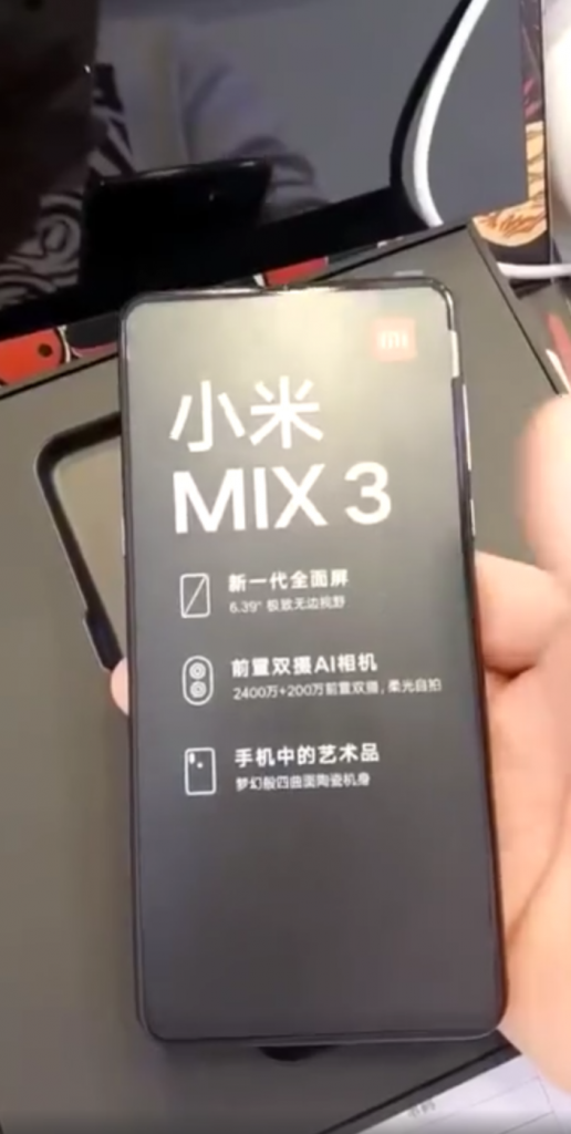 New video and image of Xiaomi Mi MIX 3 appear online