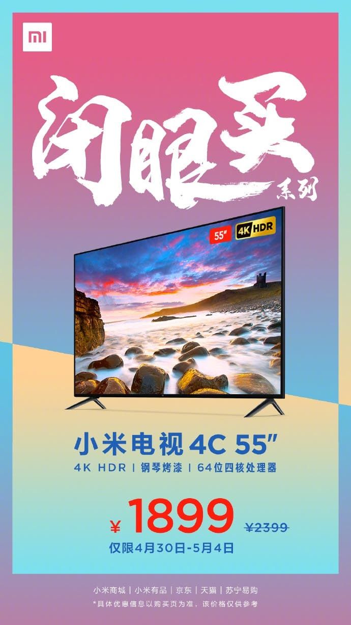 Xiaomi Mi TV 4C 55-inches gets a 500 yuan ($75) price cut