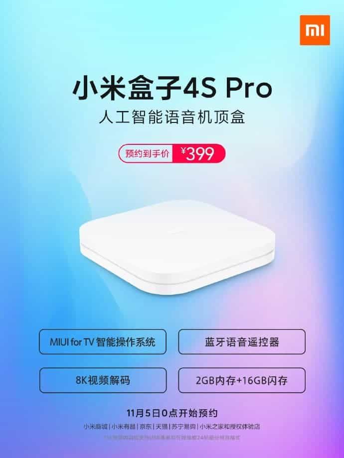 Xiaomi Mi Box 4S Pro with 8K video decoding & 16GB storage released for $60