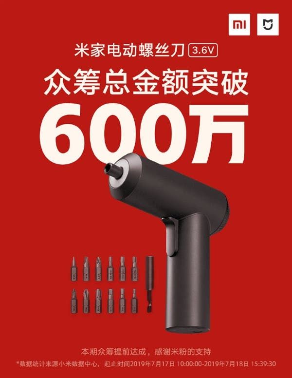 Xiaomi Mijia electric screwdriver (3.6V) raises almost $1 million in just over a day
