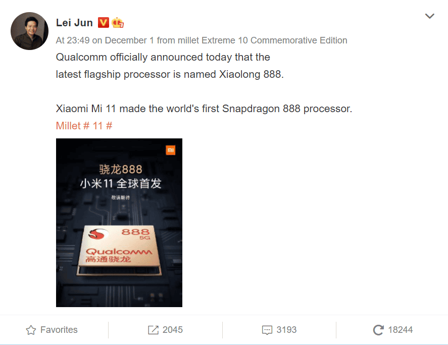 OFFICIAL: Xiaomi Mi 11 will be the first to use the Snapdragon 888 SoC