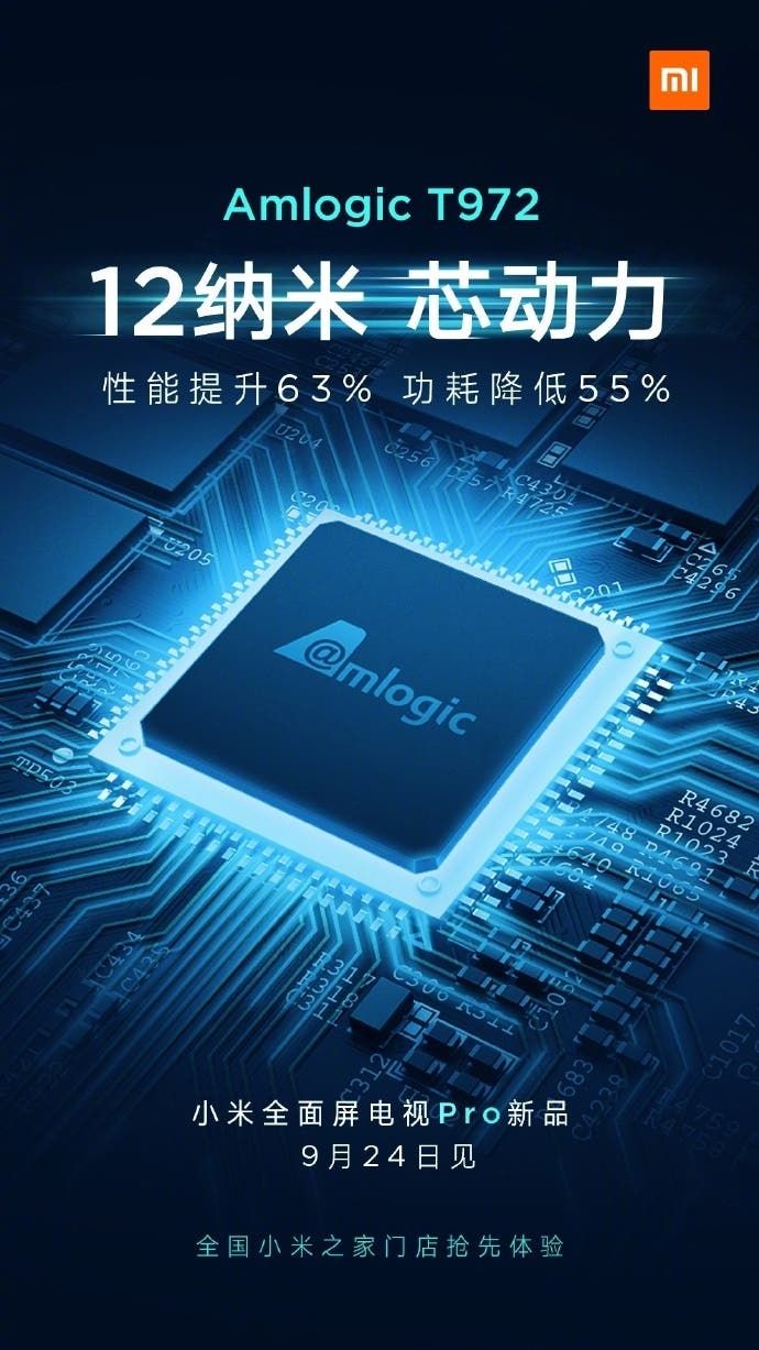 Xiaomi TV Pro to use the 12nm Amlogic T972 chip - Increases performance by 63%