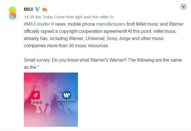 Xiaomi signs deal with Warner Music for its streaming service