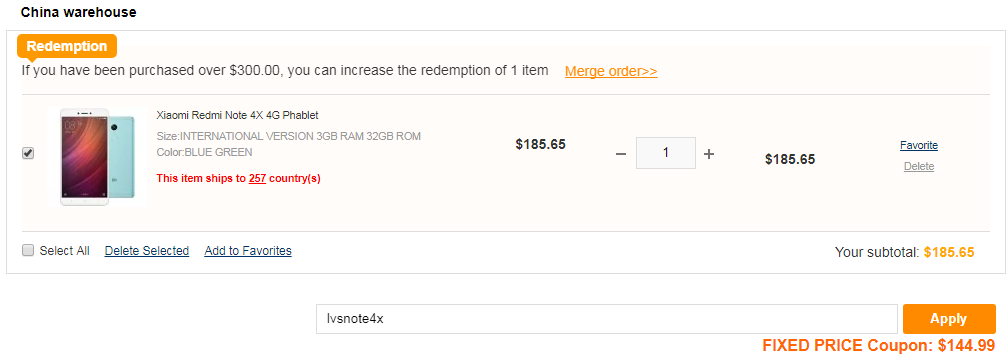 [Bestselling Smartphone] Xiaomi Redmi Note 4X (Aquamarine) at $144.99 [Coupon]