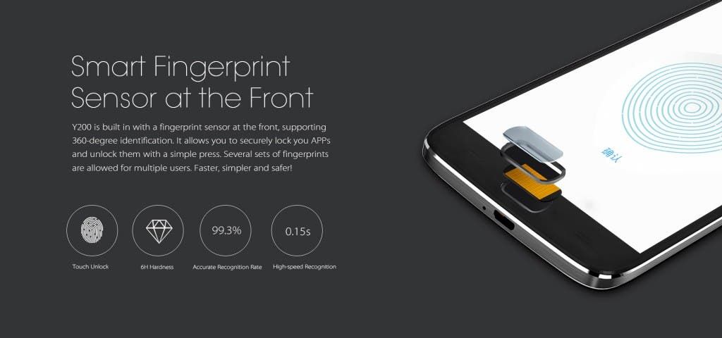 Doogee Y200 uses the same fingerprint tech as Meizu