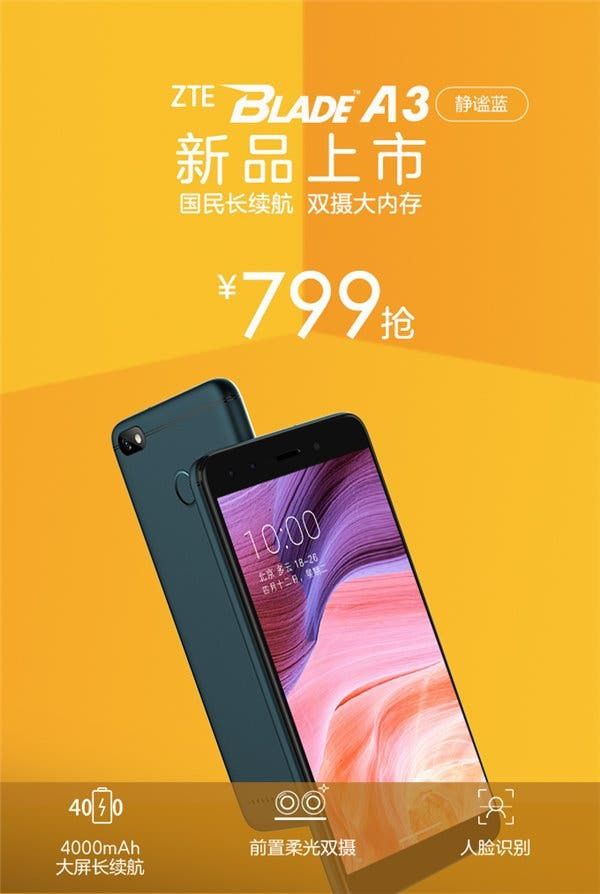 ZTE Blade A3 receives a Quite Blue colored variant