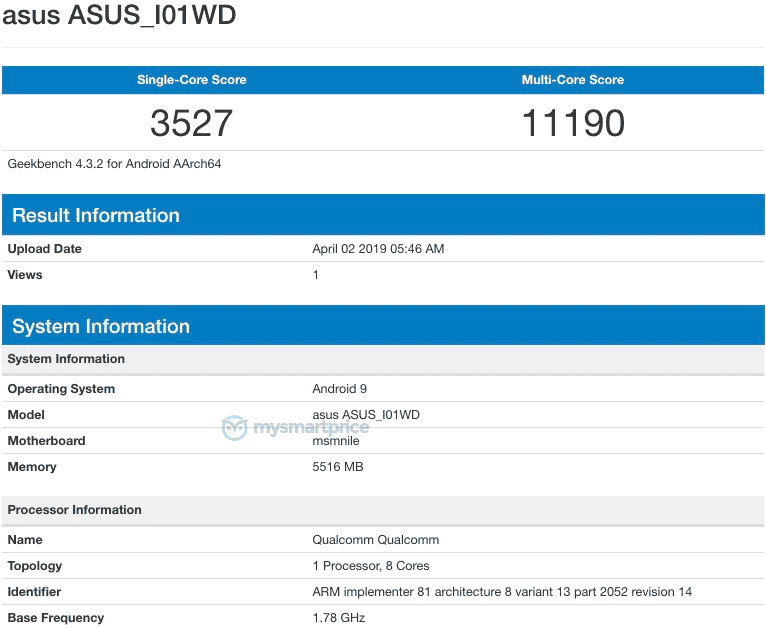 ASUS ZenFone 6 shows its muscles on Geekbench with Snapdragon 855 and 6 GB of RAM