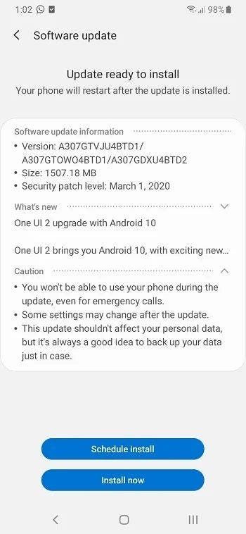 Samsung Galaxy A30s finally gets OneUI 2.0 based on Android 10