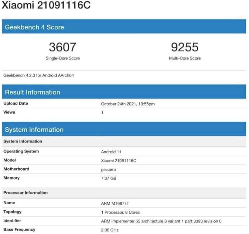 Redmi Note 11 Pro appears on GeekBench with Dimensity 920 & Android 11
