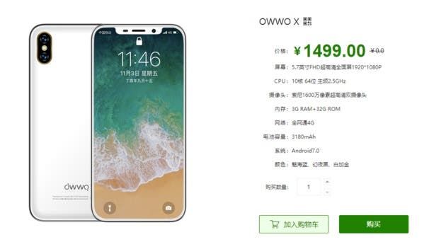 OWWO X, an iPhone X Clone Launched